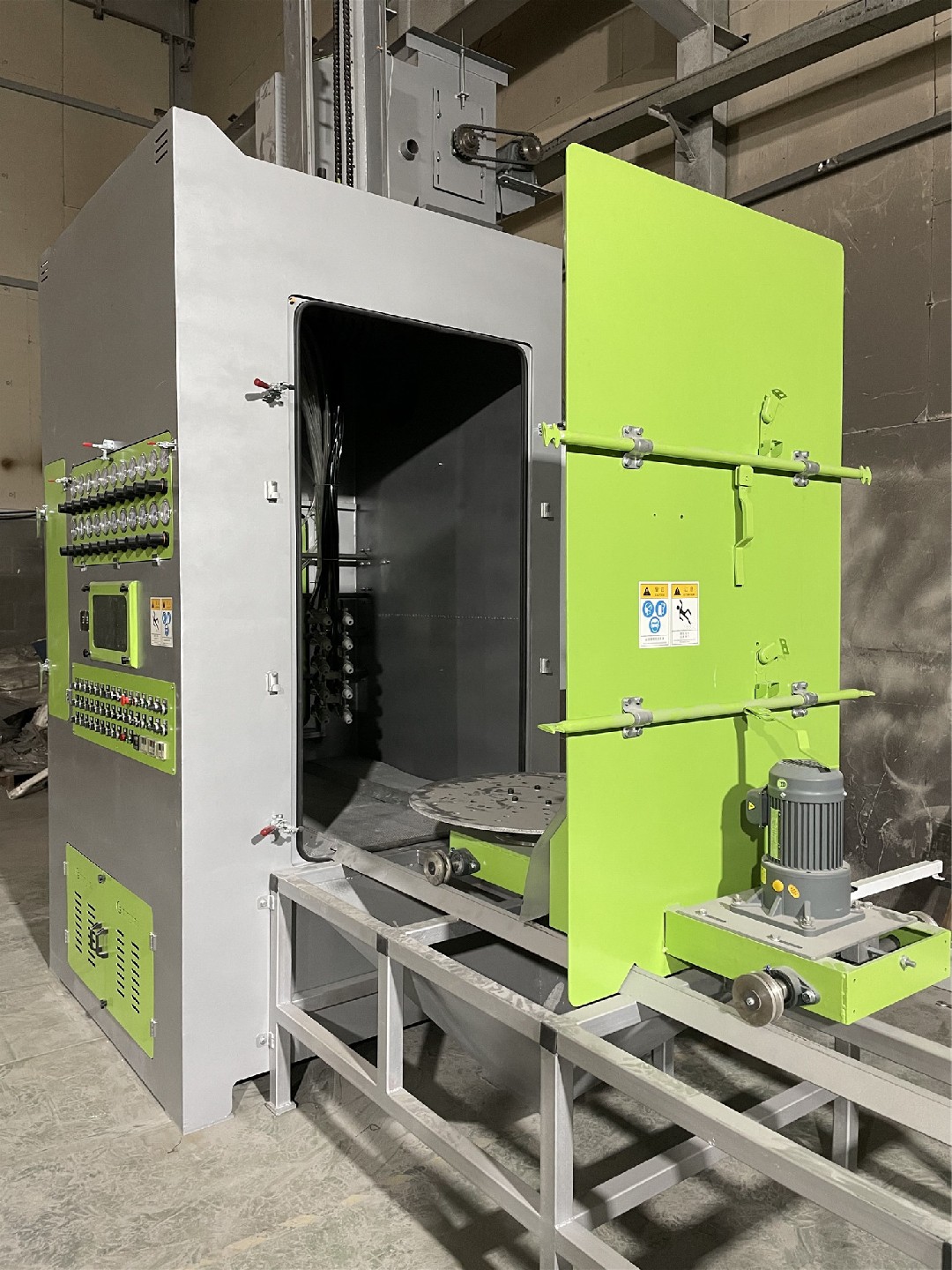 電動(dòng)轉(zhuǎn)臺(tái)自動(dòng)噴砂機(jī)，轉(zhuǎn)臺(tái)式自動(dòng)噴砂機(jī)