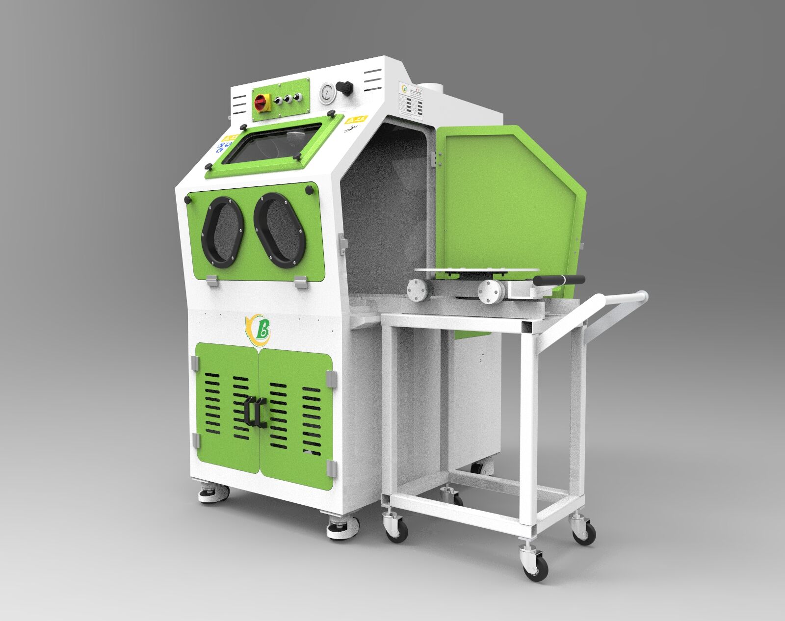 新型環(huán)保式手動(dòng)推車(chē)轉(zhuǎn)臺(tái)噴砂機(jī)